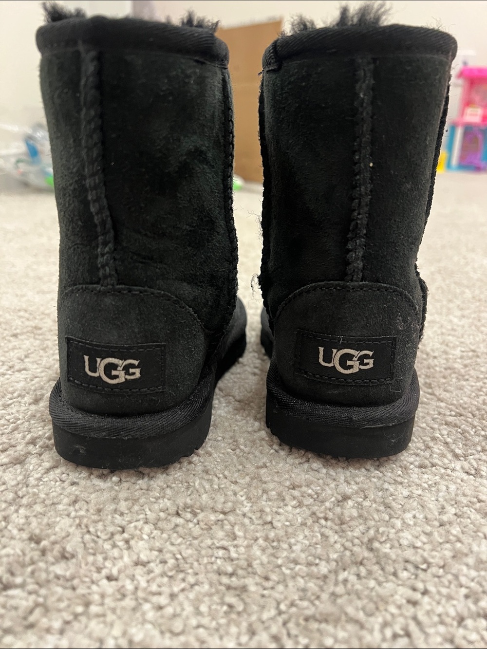 UGG Kids Black Suede Classic Short Boots